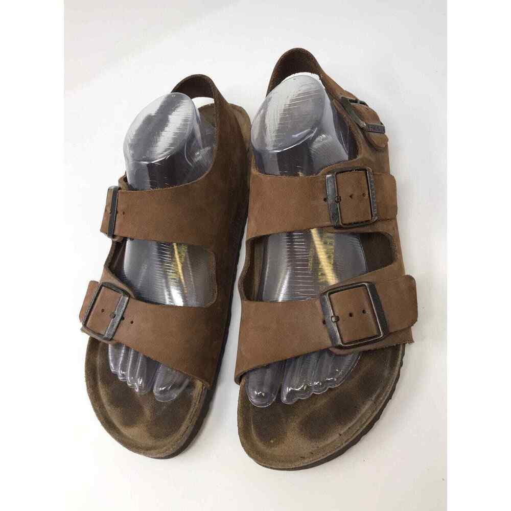 Birkenstock Brown Nubuck Leather Milano Sandals Made in Germany Mens Size EU 42